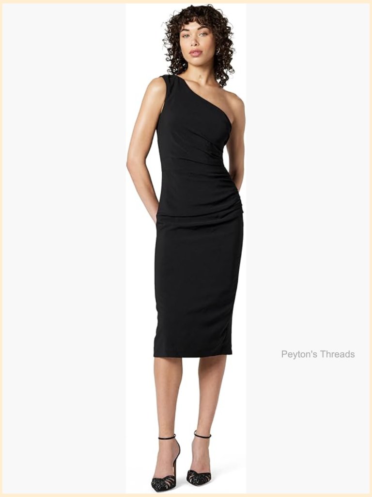 Stretch Crepe Sleeveless One Shoulder Bodycon Midi Dress